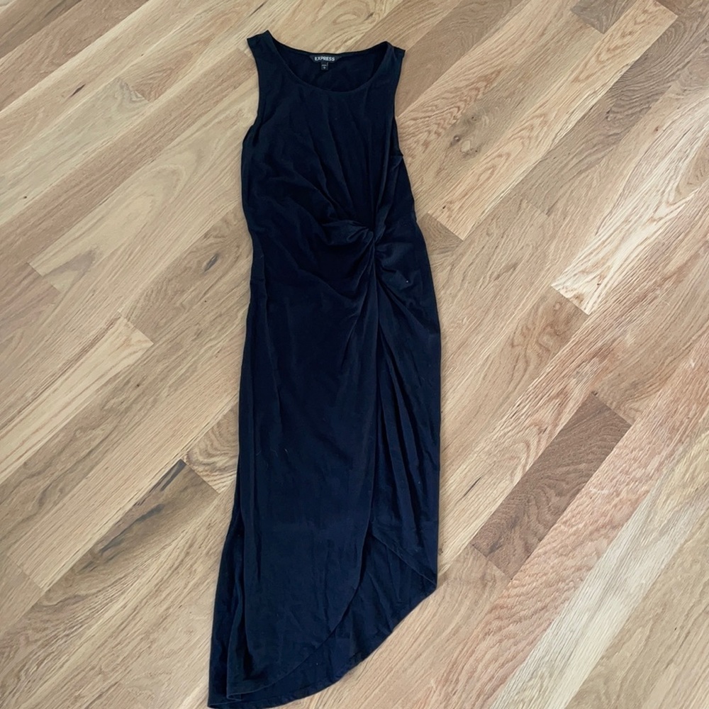 Express black bodycon slit dress